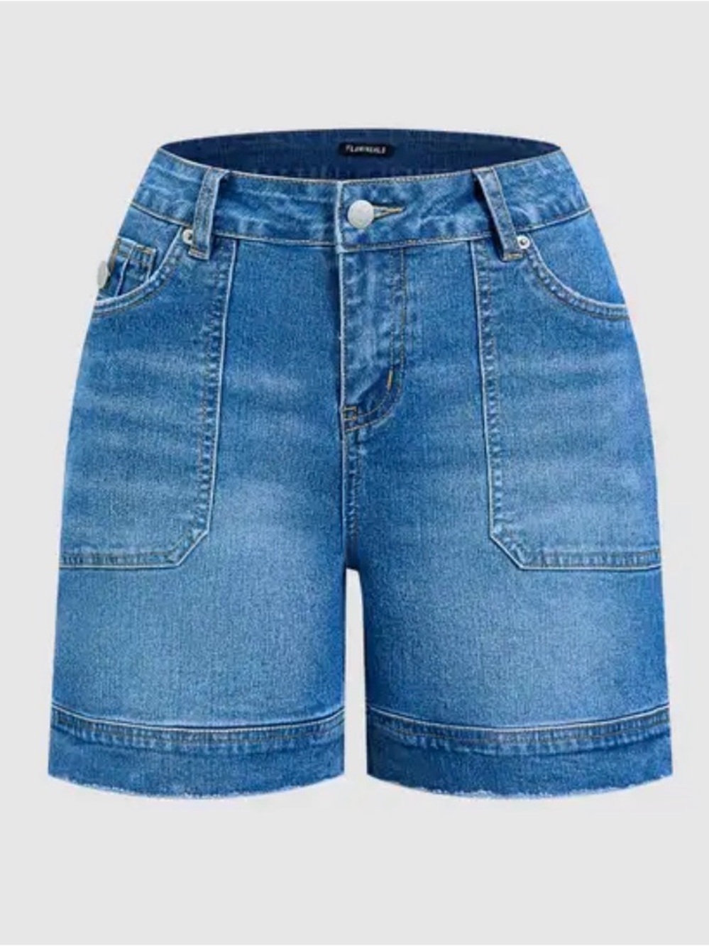 Flamingals Wash Split Mid Waist Denim Mid Thigh Shorts Without Belt 2XL PS9-31 - Picture 4 of 8